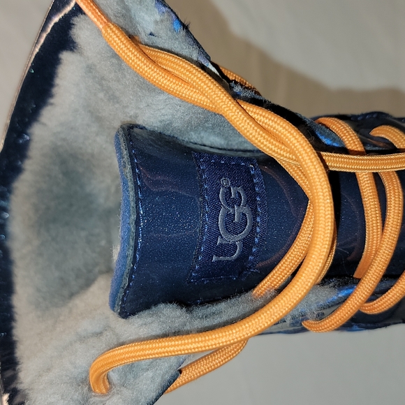 UGG Butte II Blue Sparkle Orange UGG Pure Wool Lined Waterproof Boots kids size2 - Picture 12 of 13
